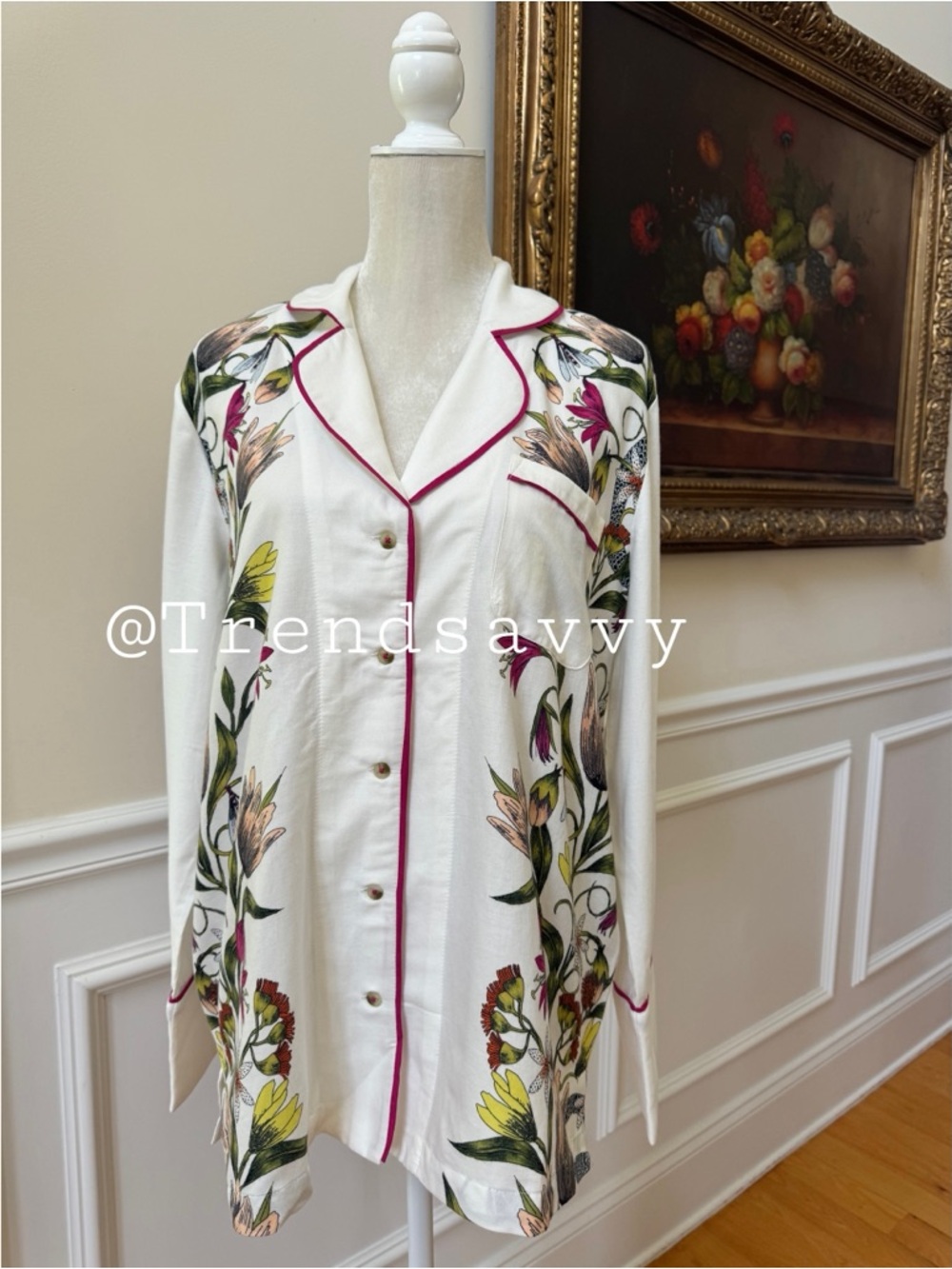 Anthropologie Victoria Garcia Floral Pajama Top Buttondown Size Medium NWT - Picture 12 of 13
